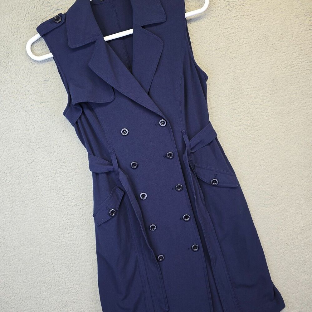 Vintage Spense Trench Dress Womens M Sleeveless Button Preppy Academia‎ Sailor